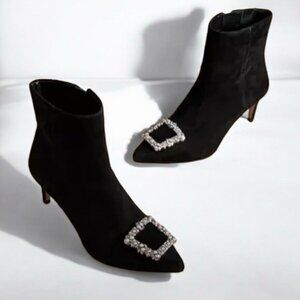 🌻NEW w/tags Sam Edelman Black Suede Ulissa Kitten-Heel Boots Size 8